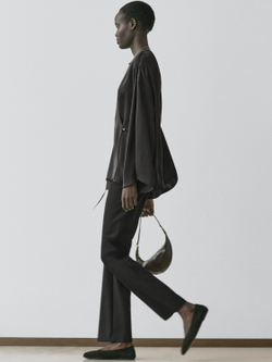 Massimo Dutti Рубашка из струящейся ткани внахлест, черный