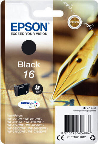 Картридж струйный черный 1 шт Epson 16 C13T16214022