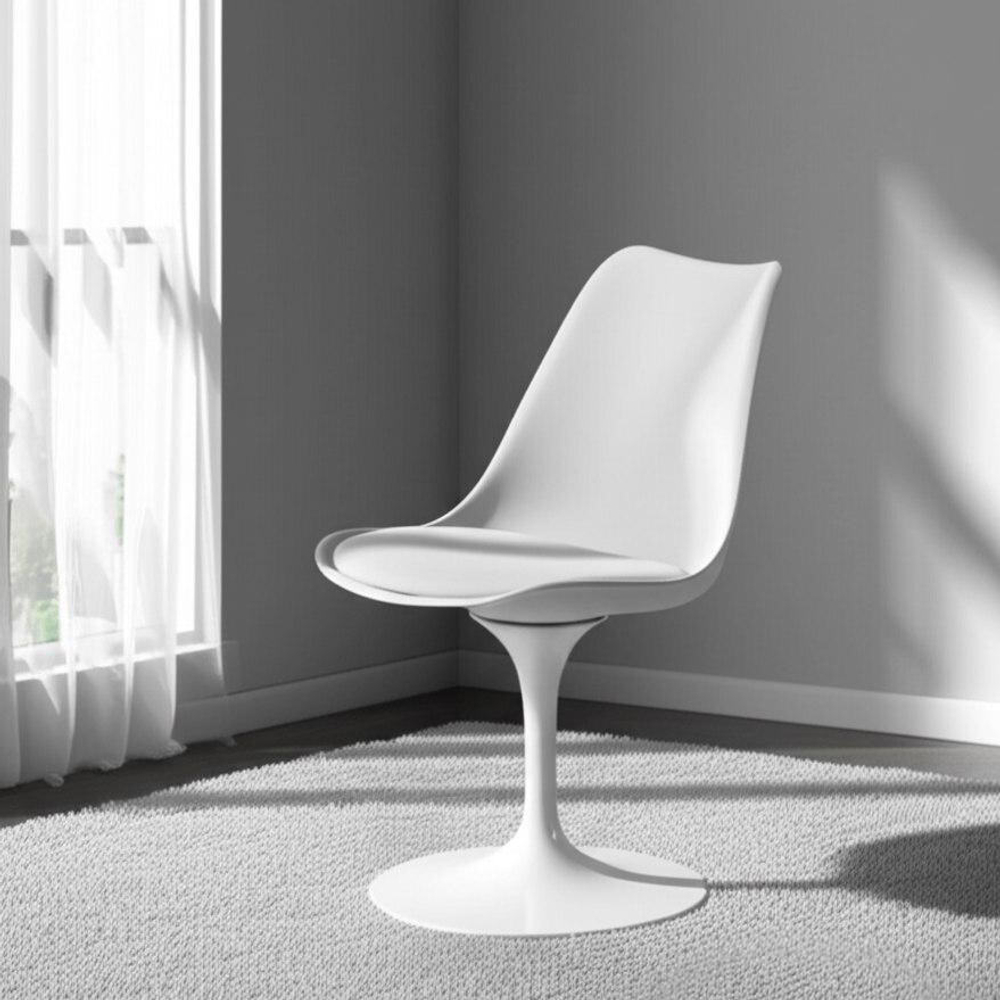 Стул TULIP FASHION CHAIR (mod.109) металл/пластик/PU, 48 x 55 x 81см, белый / белый