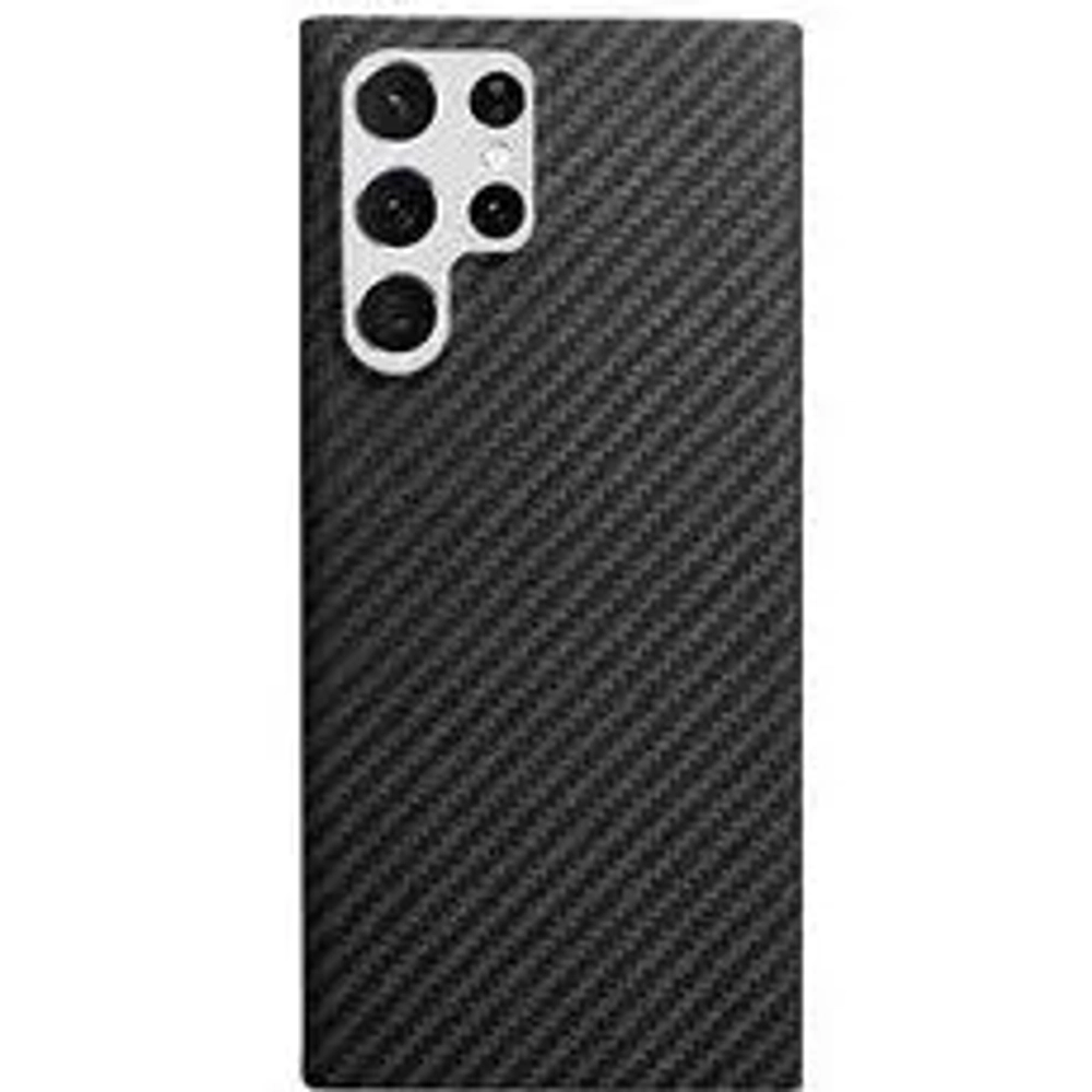 Чехол-накладка K-Doo Kevlar Case для Samsung Galaxy S22 Ultra карбоновый (черно-серый в полоску)