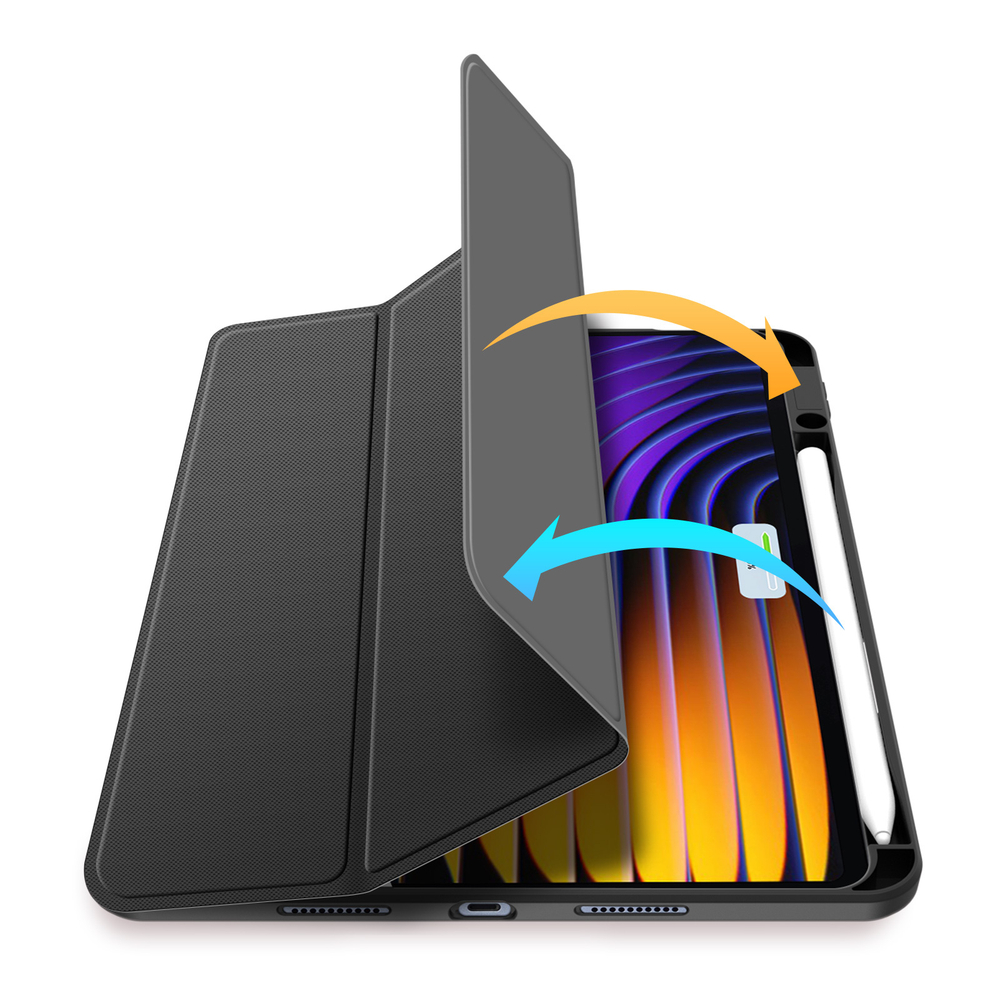 Чехол книжка черного цвета от Dux Ducis для Xiaomi Pad 7 и 7 Pro, серия Toby Series Case, с функцией пробуждения и сна