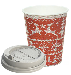 Стаканчик бумажный для Cake to go, 0.25л, зимний узор с крышкой