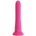 Розовый вибратор на присоске с закрученным клиторальным отростком - 20 см. (Цвет: розовый)