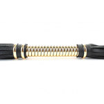 Чёрная плетка из натуральной кожи с золотистой отделкой рукояти - 60 см. (Цвет: черный с золотистым)