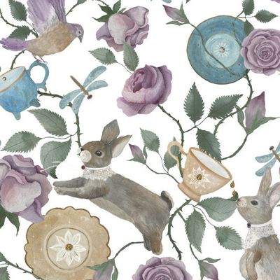 Сказочное чаепитие (белый фон)