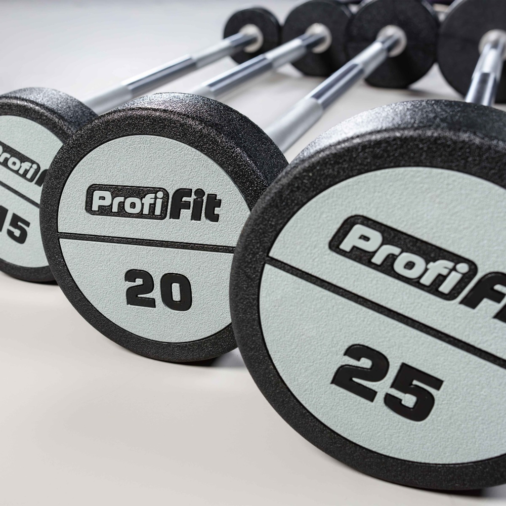 Набор прямых полиуретановых штанг LEVEL (шаг 5 кг, 5 шт) PROFI-FIT 10-30 кг