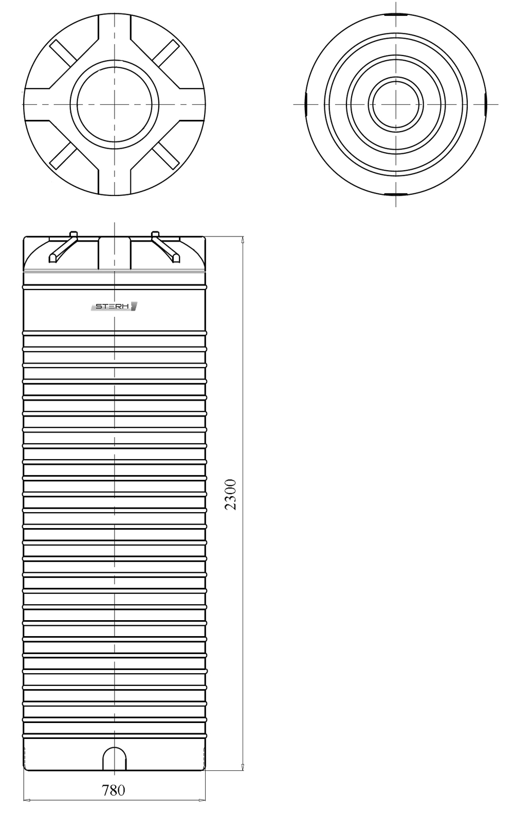 Ёмкость пластиковая пищевая STERH VERT 1000 л. вертикальная (78x78x230см;синий) - арт.555078.2