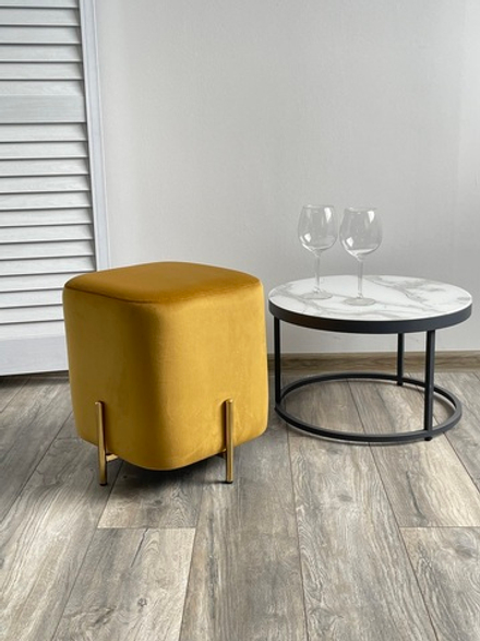 Пуф для гостиной М-City DISAUR Арес (Ares) Bluvel-68 Желтый, Золотой