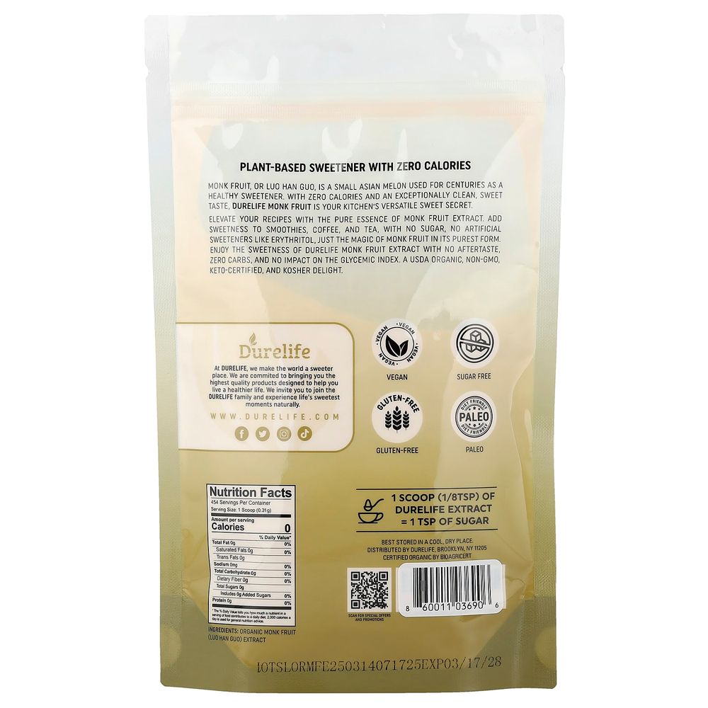 DURELIFE, органический экстракт архата, порошок, 142 г (5 унций)