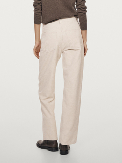 Massimo Dutti Вельветовые брюки прямого кроя с высокой талией, кремовый