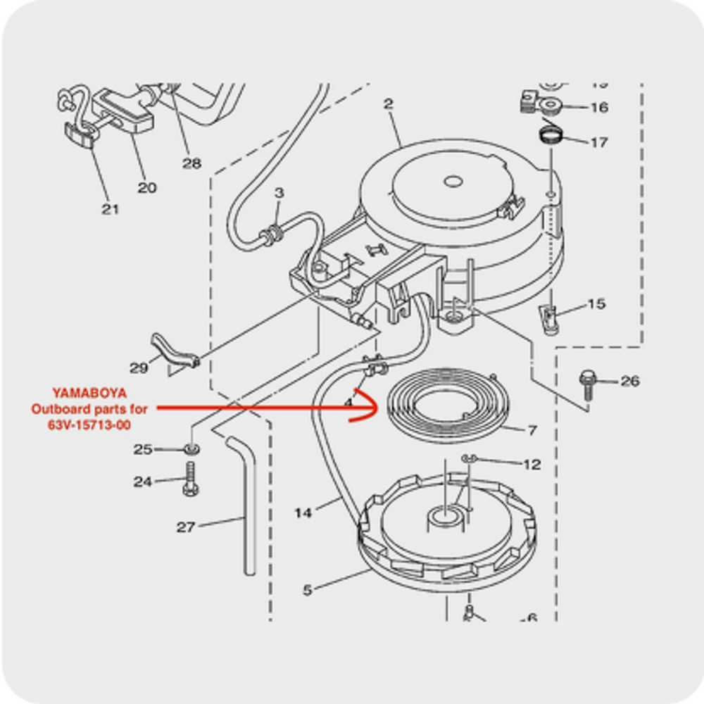 Пружина стартера Yamaha 9.9/15 (63V-15713-00)