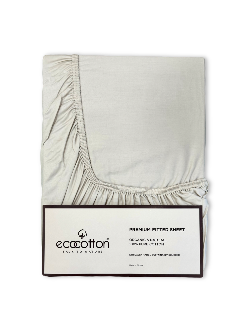 Сатиновая простынь на резинке EcoCotton 180х200 | бежевая