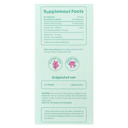JoySpring, витамины D3 и K2 в каплях, 60 мл (2 жидк. унции)