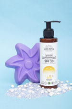 Детский солнцезащитный крем для лица и тела Siberina SPF 30 с ромашкой и календулой, 200 мл