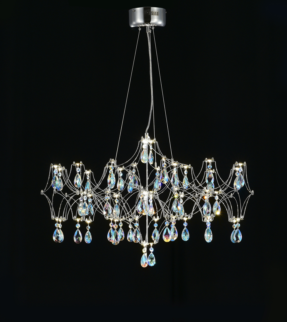 Подвесная люстра светодиодная с пультом и хрустальными подвесками K9 MyFar Ileria MR2651-57P-50СD