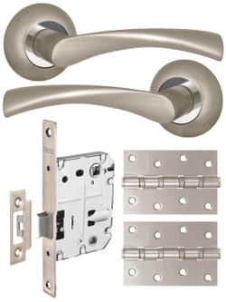 Ручка дверная межкомнатная с защелкой и петлями