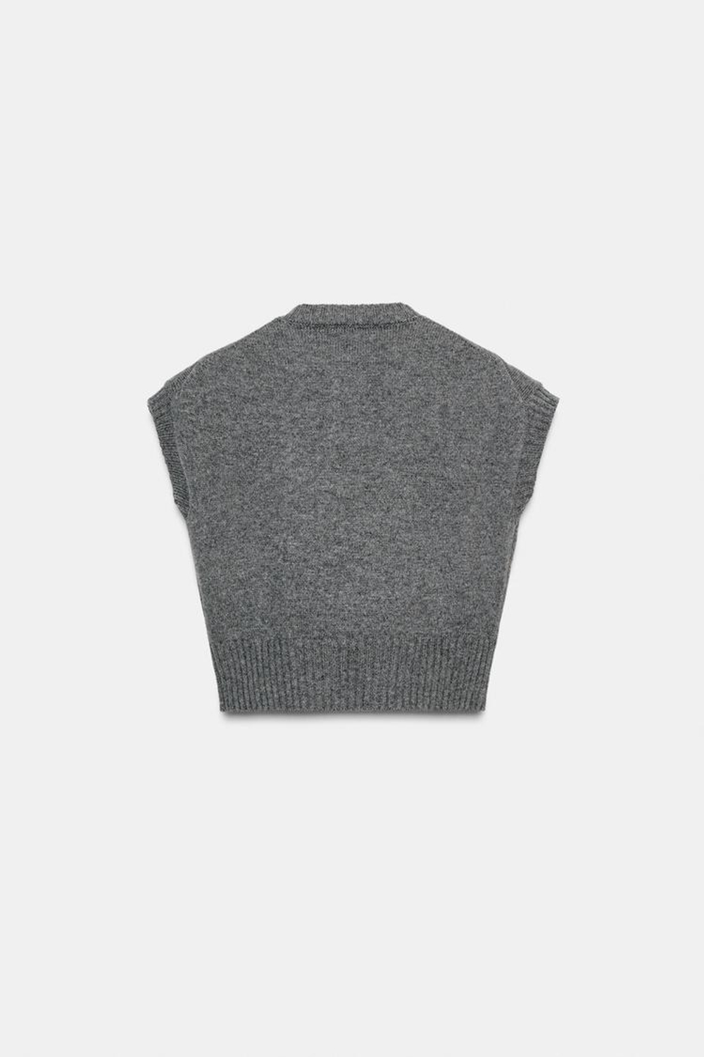 ZARA ТРИКОТАЖНЫЙ ЖИЛЕТ С ОБТЯЖНЫМИ ПУГОВИЦАМИ, СЕРЫЙ