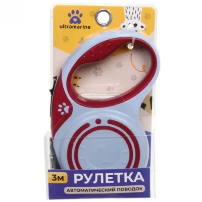 Поводок - рулетка для малых и средних пород собак «ЛАППИ», цвет красный, 3 метра, нагрузка до 10кг