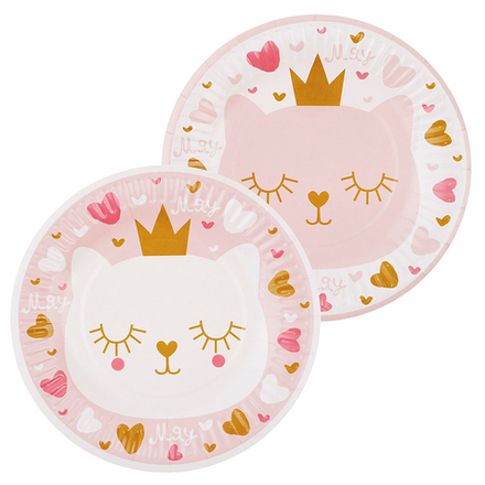 Тарелки бумажные «Котенок принцесса» 18 см, 6 шт