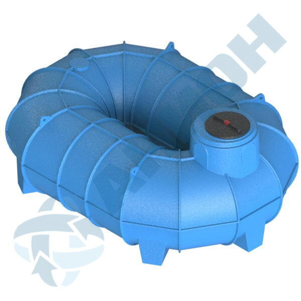 Резервуар О-образный 4500 л для наземного хранения жидкостей, с дыхательным клапаном Анион 4500 л. горизонтальный (3150x2350x1390см;синий) - арт.559485