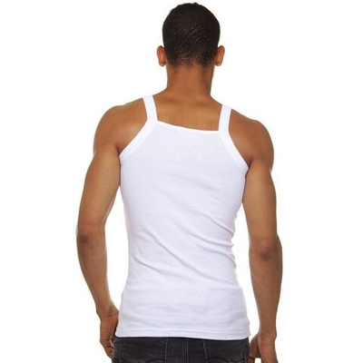 Белая мужская майка с квадратным вырезом горловины (Размер: XL) (Цвет: белый)