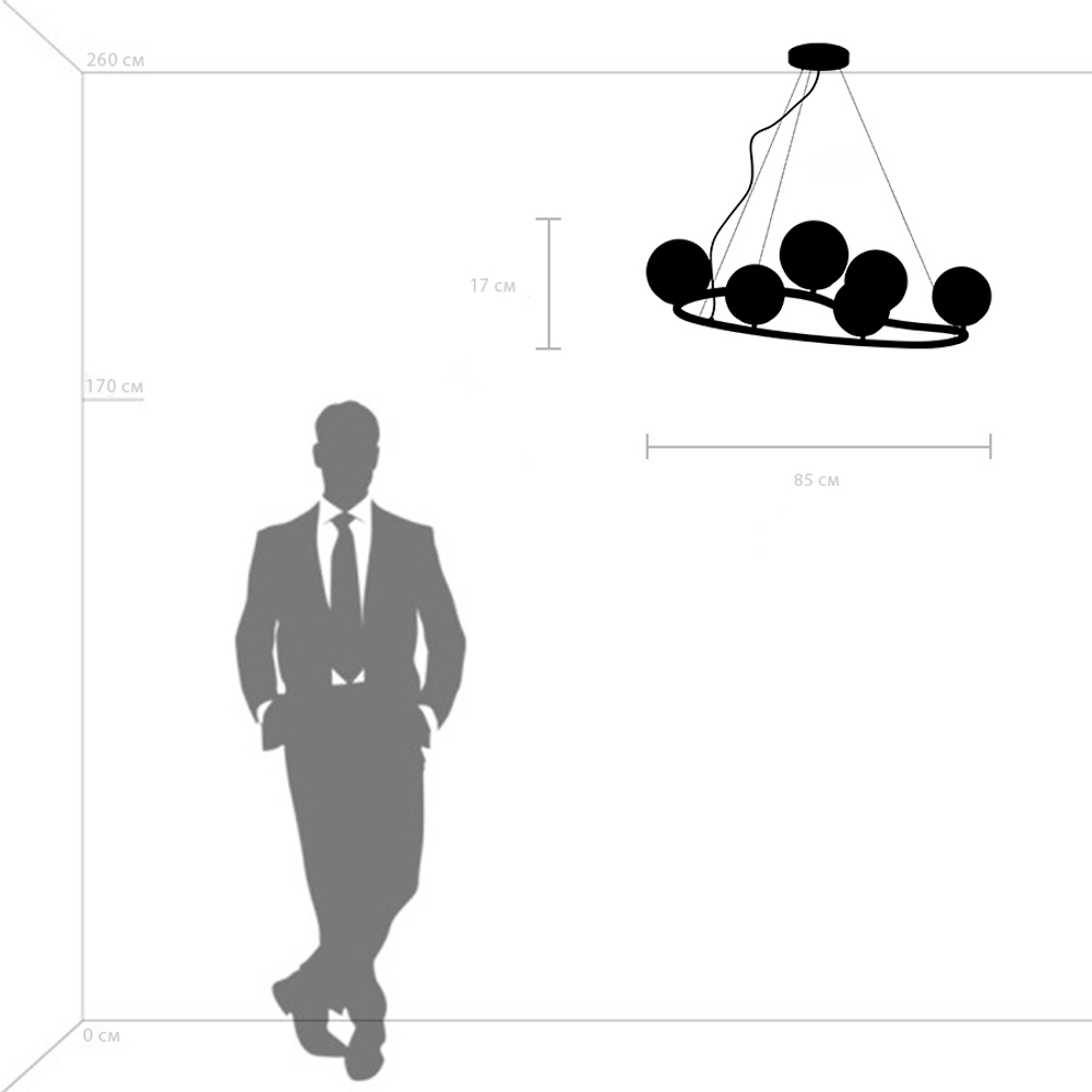 815360 Люстра CROCO 6х40W E14 ЧЕРНЫЙ МАТОВЫЙ/ЗОЛОТО
