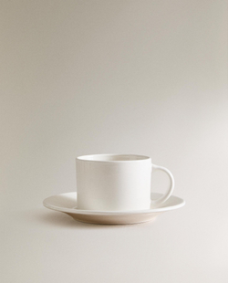 Zara Home чайная пара из каменной керамики, цвет белый, 15.2 см