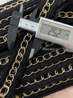Тесьма черная с золотистой цепью
