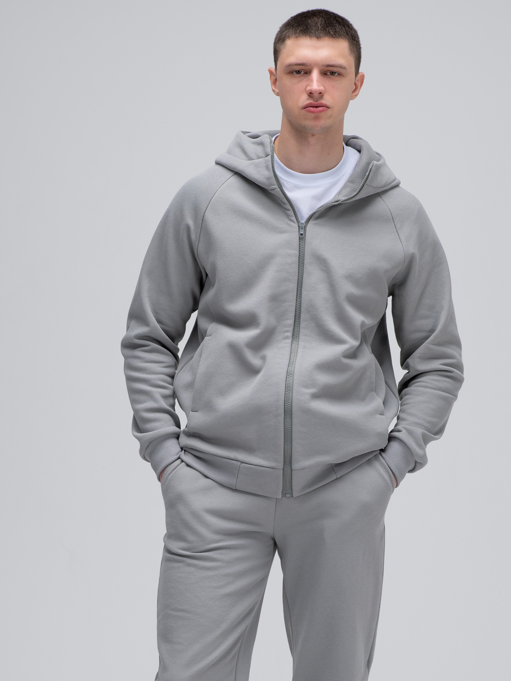Костюм мужской спортивный на молнии (с начесом). Грей