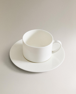 Zara Home чайная пара из костяного фарфора, цвет белый, 17 см