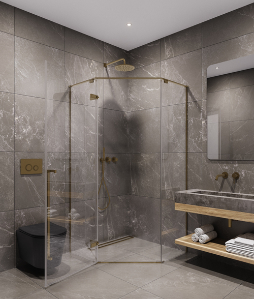 Timo Душевой угол TTSSP-100/17C-8, распаш 1000*1000*2000, проф мат золото, стекло проз 8 мм