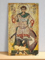 Икона Дмитрий (Димитрий) Солунский великомученик Фессалоникийский. Деревянная мерная икона в рост ребенка. Икона на левкасе. Освящена