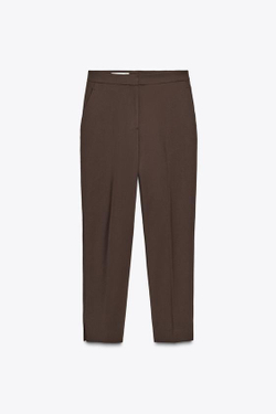 ZARA БРЮКИ С РАЗРЕЗАМИ СНИЗУ, КОРИЧНЕВЫЙ