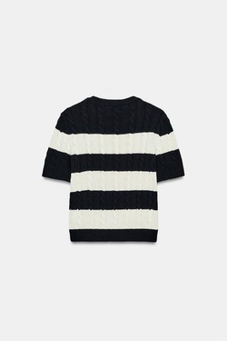 ZARA СВИТЕР В ПОЛОСКУ С УЗОРОМ «КОСЫ», ПОЛОСКИ