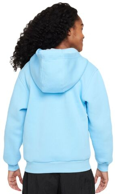 Кофта для девочки теннисная  Nike Kids Club Fleece Full-Zip Hoodie - aquarius blue/white