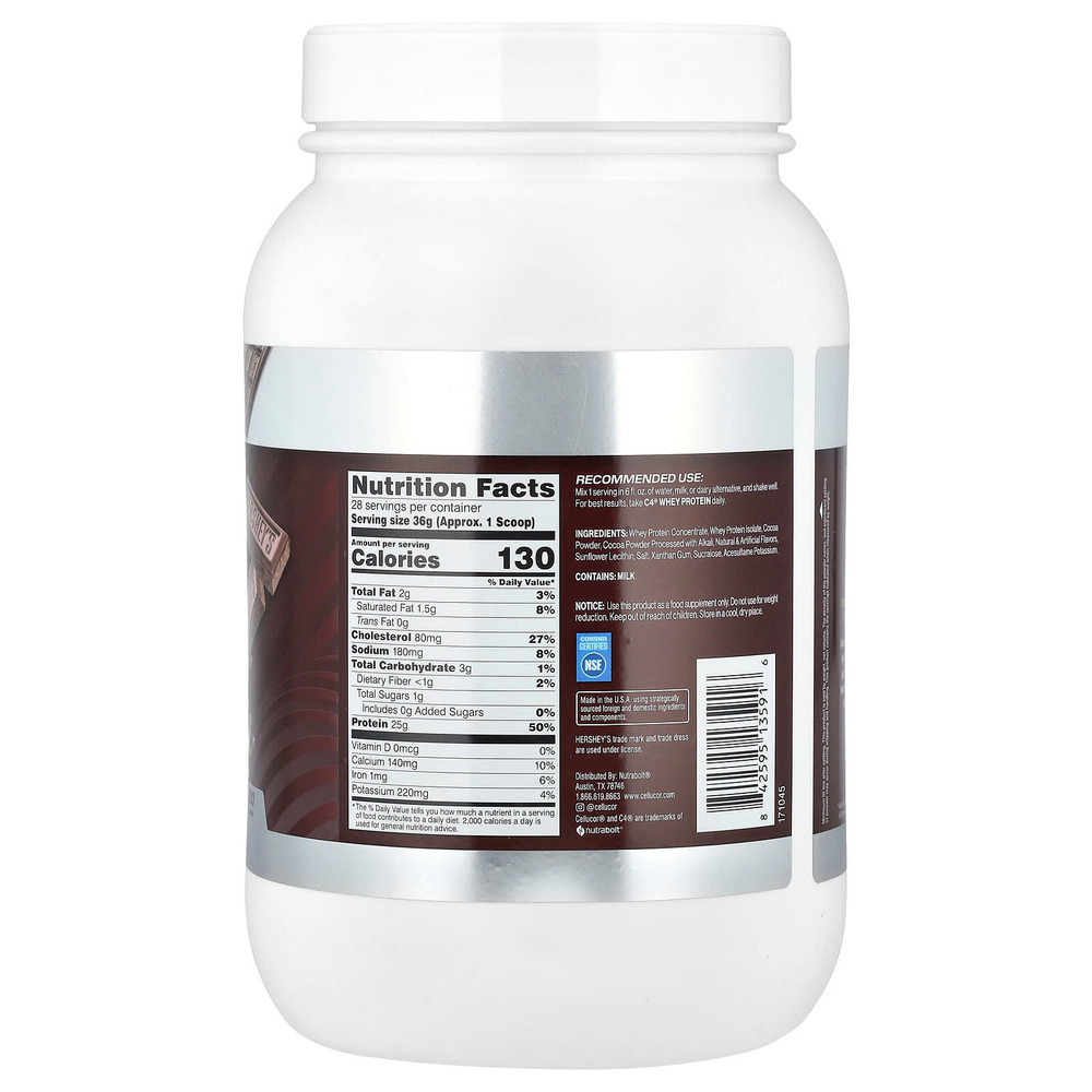 C4 / Cellucor, C4® Whey Protein, молочный шоколад Hershey's, 1,01 кг (2,22 фунта)