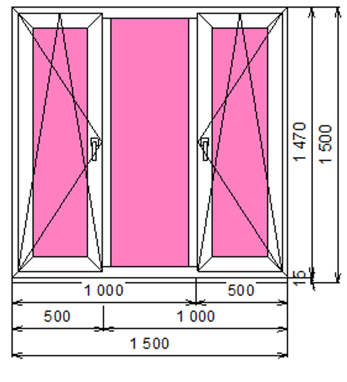 Пластиковое окно 1470 х 1470 ТермА Эко
