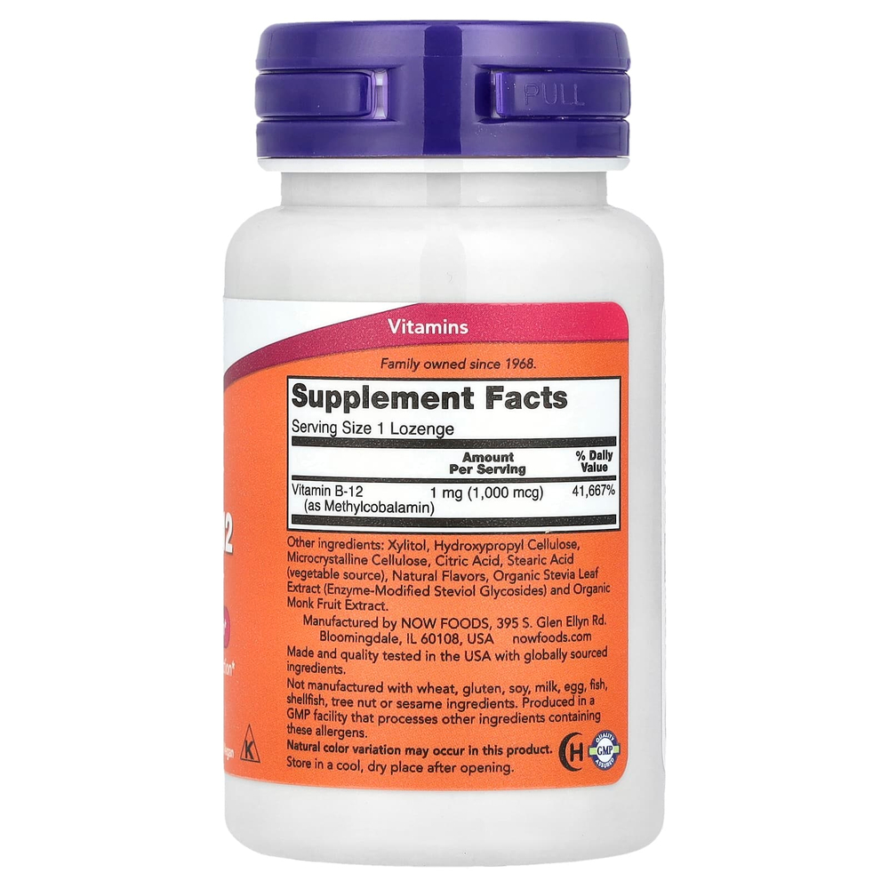NOW Foods, Methyl B-12, метилкобаламин, 1000 мкг, 100 таблеток для рассасывания