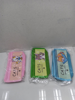 Пенал "Кошечки" текстиль с карманом, 21*9*3,5см, 3 вида микс, инд.пакет