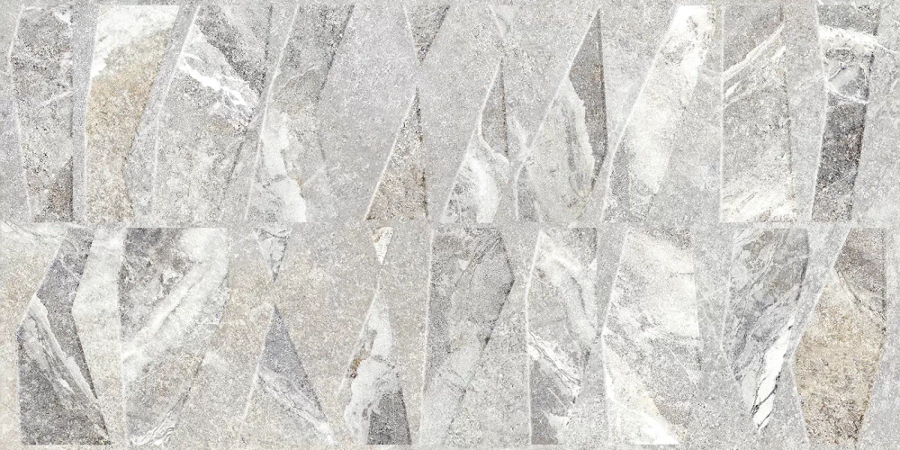 Настенная плитка Alma Ceramica TWU2550PRS27 Persey 24.9x50 серая матовая / рельефная под камень / мозаику