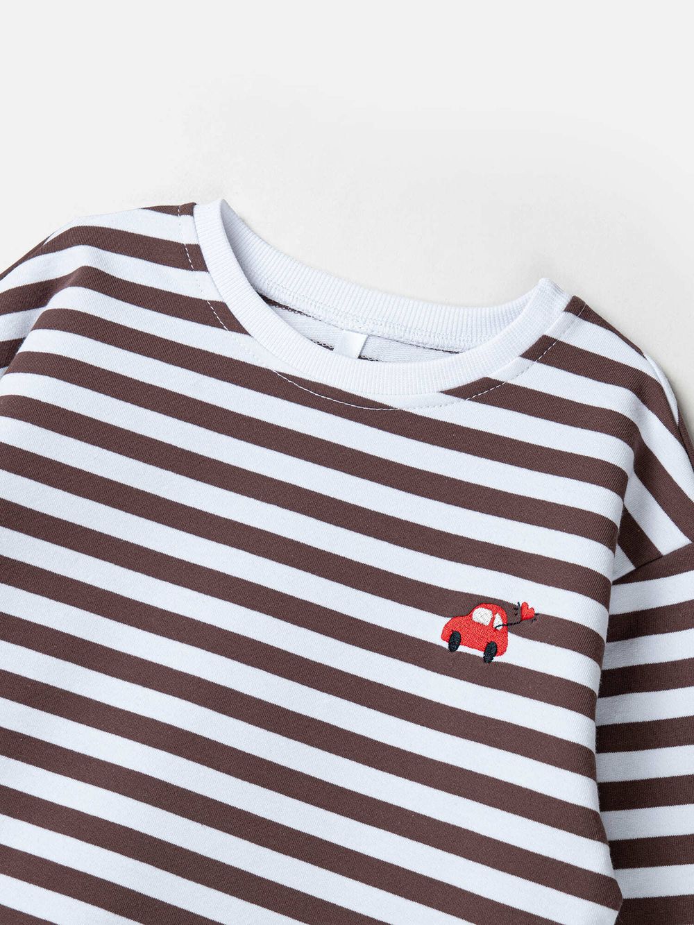 Лонгслив "Полоска Шоколад" с вышивкой