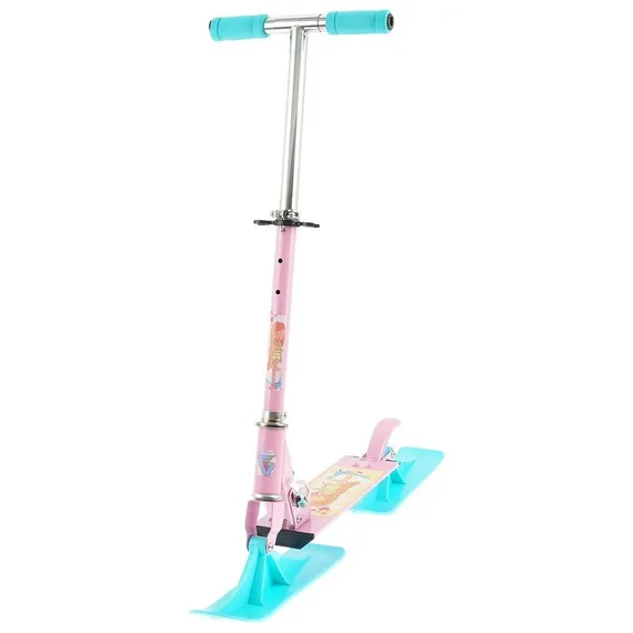 Самокат-снегокат зимний 2 в 1 «Красотка», цвет розовый