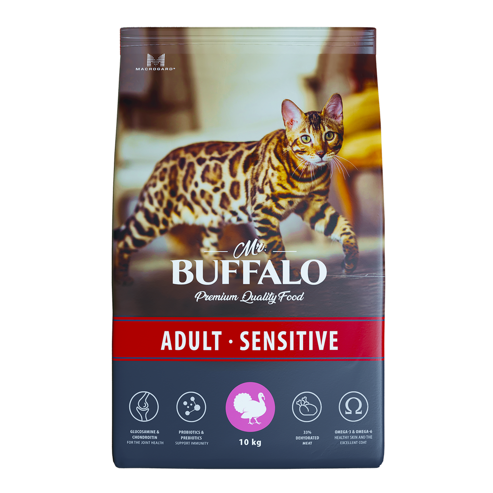 Сухой корм MR.BUFFALO ADULT SENSITIVE для кошек индейка 10 кг