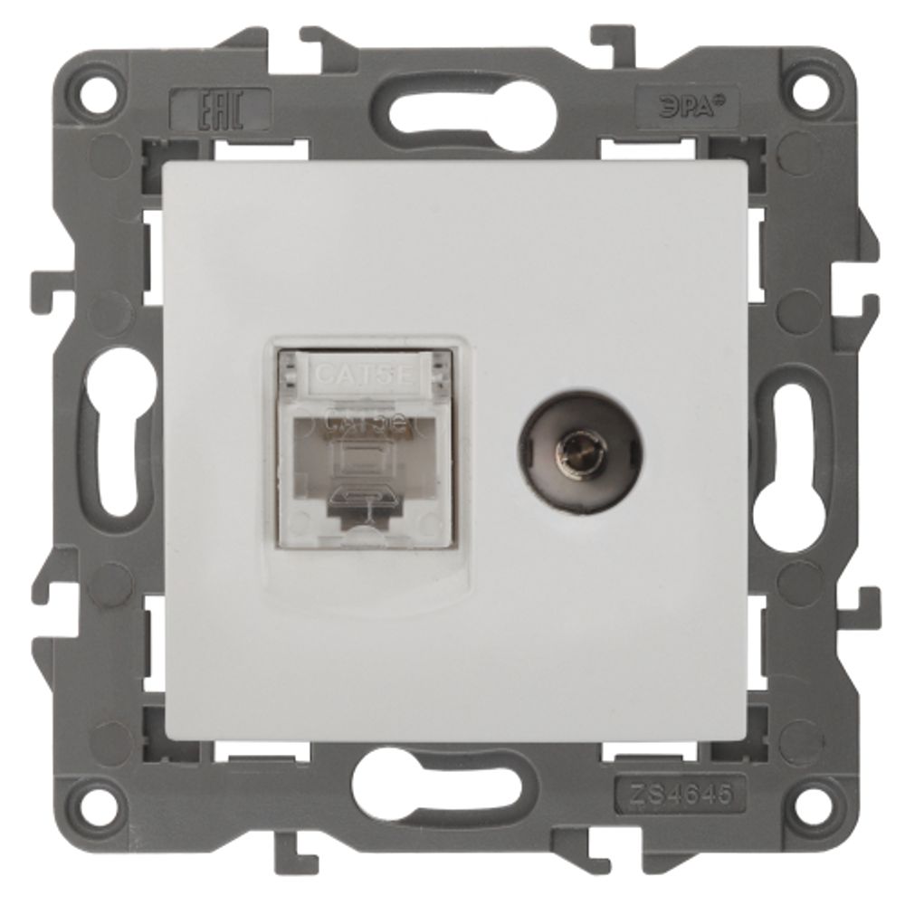 14-3110-01 ЭРА Розетка RJ45+TV, IP20, белый