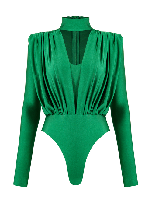 Боди с драпировкой из бифлекса