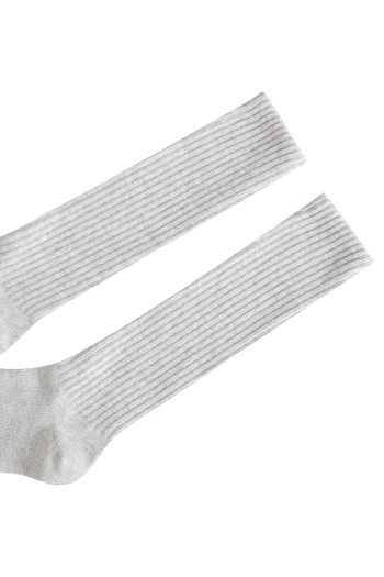 Носки длинные из хлопка в рубчик Серый меланж