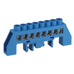 Шина ЭРА NO-224-110 N ноль в комбинированном изоляторе на DIN-рейку ШНИ-8х12-8-Д-синий | Электротовары