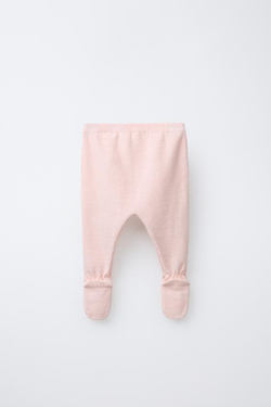 ZARA ТРИКОТАЖНЫЕ ЛЕГИНСЫ С БАНТОМ, РОЗОВЫЙ