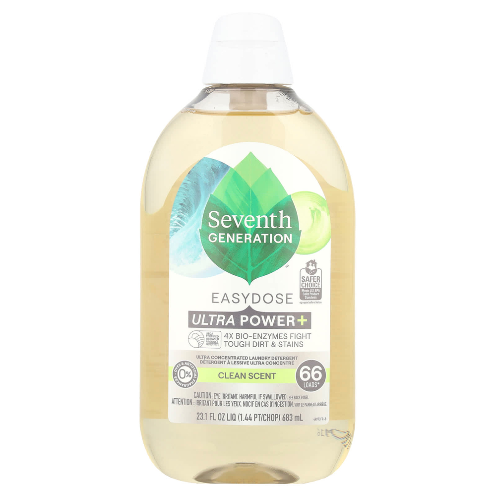 Seventh Generation, Easydose Ultra Power +, средство для стирки, очищающее средство, 683 мл (23,1 жидк. Унции)