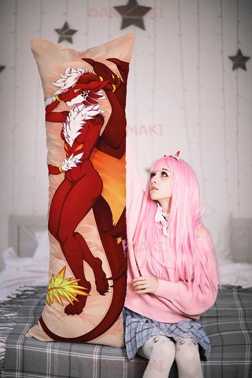 Дакимакура фурри Красный Дракон арт. 0678